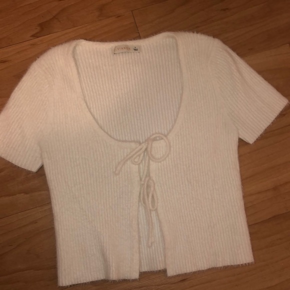 White front tie fuzzy shirt - Picture 1 of 2